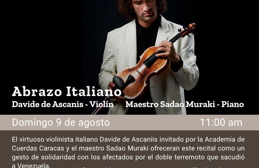 Davide de Ascaniis regresa a Venezuela para encabezar dos presentaciones a beneficio de los afectados por el terremoto